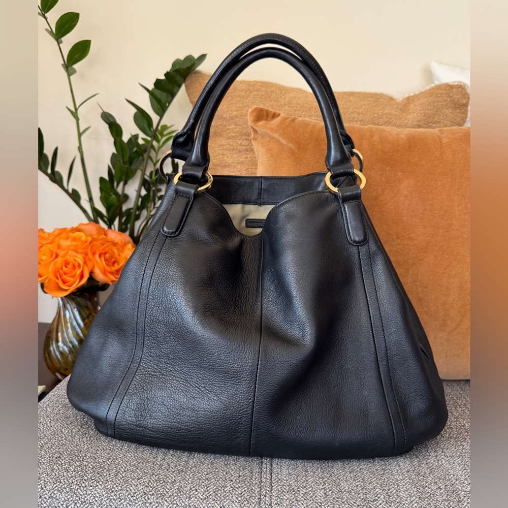 G.I.L.I. Large Black Leather Roma Hobo Shoulder Bag❤️ - Picture 2 of 13